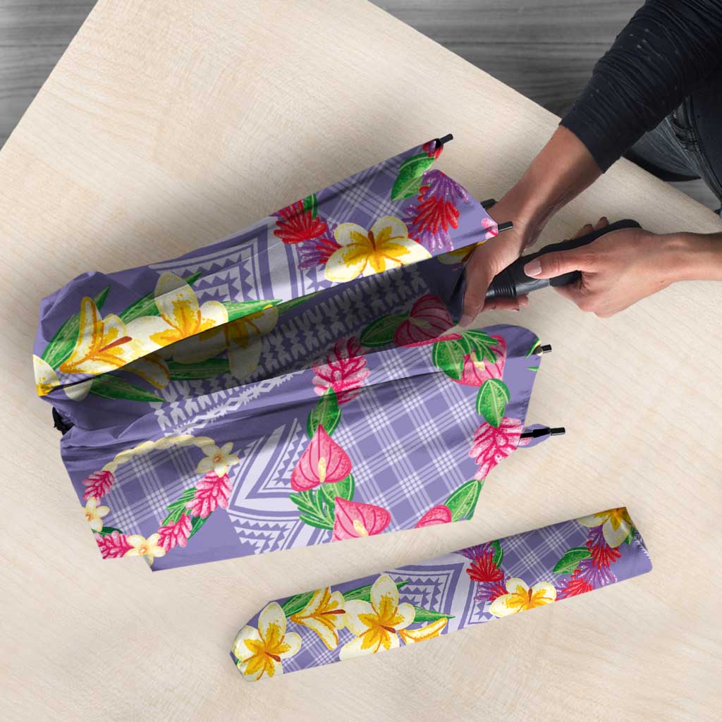 Hawaiian Leis Umbrella Kakau Tattoos and Palaka Pastel Purple Color LT03 - Polynesian Pride