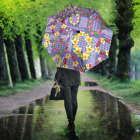 Hawaiian Leis Umbrella Kakau Tattoos and Palaka Pastel Purple Color LT03 - Polynesian Pride