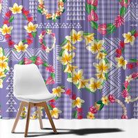 Hawaiian Leis Window Curtain Kakau Tattoos and Palaka Pastel Purple Color LT03 - Polynesian Pride