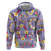 Hawaiian Leis Zip Hoodie Kakau Tattoos and Palaka Pastel Purple Color LT03 Pullover Hoodie Purple - Polynesian Pride