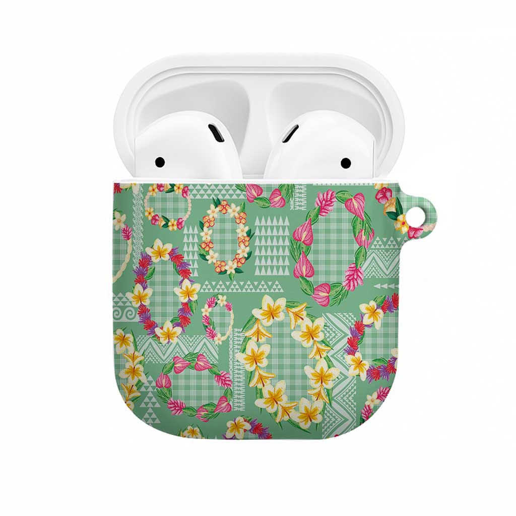 Hawaiian Leis AirPods Case Kakau Tattoos and Palaka Pastel Green Color LT03 Green - Polynesian Pride