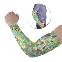 Hawaiian Leis Arm Sleeves Kakau Tattoos and Palaka Pastel Green Color LT03 Set of 2 Green - Polynesian Pride