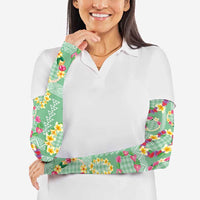Hawaiian Leis Arm Sleeves Kakau Tattoos and Palaka Pastel Green Color LT03 - Polynesian Pride