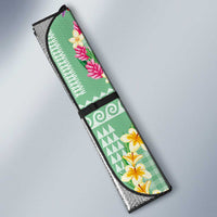 Hawaiian Leis Auto Sun Shade Kakau Tattoos and Palaka Pastel Green Color LT03 - Polynesian Pride