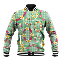 Hawaiian Leis Baseball Jacket Kakau Tattoos and Palaka Pastel Green Color LT03 Unisex Green - Polynesian Pride