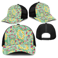 Hawaiian Leis Baseball Net Cap Kakau Tattoos and Palaka Pastel Green Color LT03 - Polynesian Pride