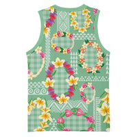 Hawaiian Leis Basketball Jersey Kakau Tattoos and Palaka Pastel Green Color LT03 - Polynesian Pride