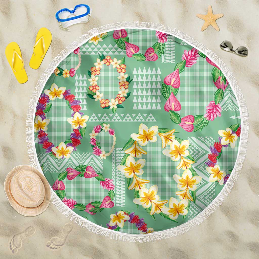Hawaiian Leis Beach Blanket Kakau Tattoos and Palaka Pastel Green Color LT03 One Size 150cm Green - Polynesian Pride