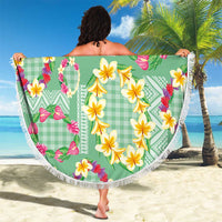 Hawaiian Leis Beach Blanket Kakau Tattoos and Palaka Pastel Green Color LT03 - Polynesian Pride