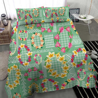 Hawaiian Leis Bedding Set Kakau Tattoos and Palaka Pastel Green Color LT03 - Polynesian Pride