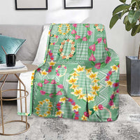 Hawaiian Leis Blanket Kakau Tattoos and Palaka Pastel Green Color