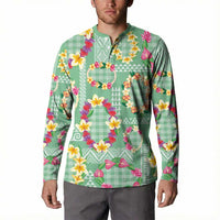Hawaiian Leis Button Sweatshirt Kakau Tattoos and Palaka Pastel Green Color LT03 - Polynesian Pride