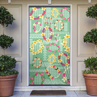 Hawaiian Leis Door Cover Kakau Tattoos and Palaka Pastel Green Color LT03 Green - Polynesian Pride