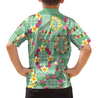 Hawaiian Leis Family Matching Summer Maxi Dress and Hawaiian Shirt Kakau Tattoos and Palaka Pastel Green Color
