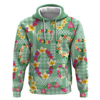 Hawaiian Leis Hoodie Kakau Tattoos and Palaka Pastel Green Color LT03 Pullover Hoodie Green - Polynesian Pride