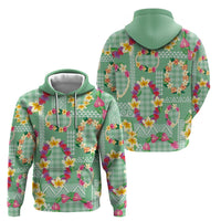 Hawaiian Leis Hoodie Kakau Tattoos and Palaka Pastel Green Color LT03 - Polynesian Pride