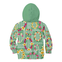 Hawaiian Leis Kid Hoodie Kakau Tattoos and Palaka Pastel Green Color LT03 - Polynesian Pride