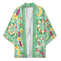 Hawaiian Leis Kimono Kakau Tattoos and Palaka Pastel Green Color LT03 Unisex Green - Polynesian Pride
