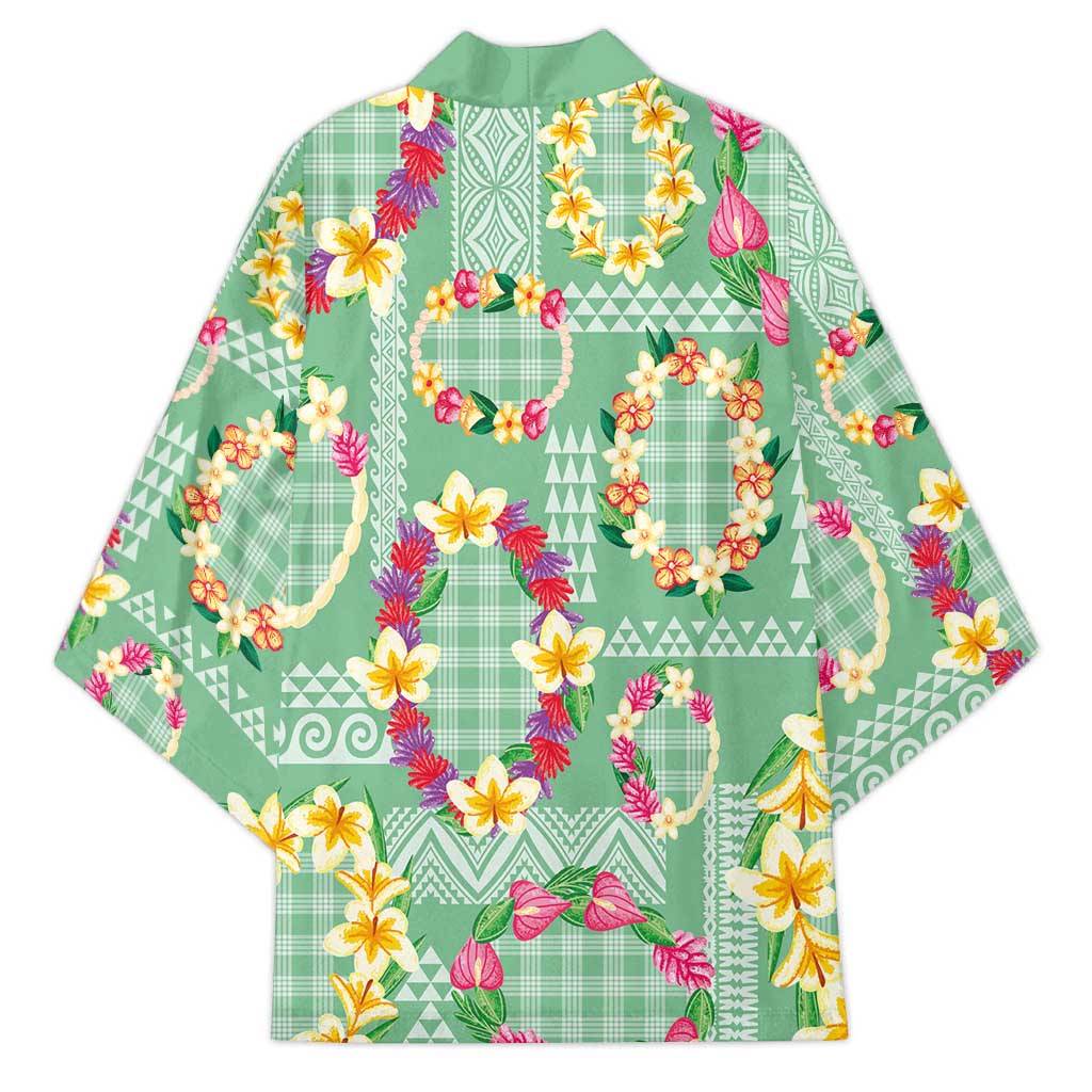 Hawaiian Leis Kimono Kakau Tattoos and Palaka Pastel Green Color LT03 - Polynesian Pride