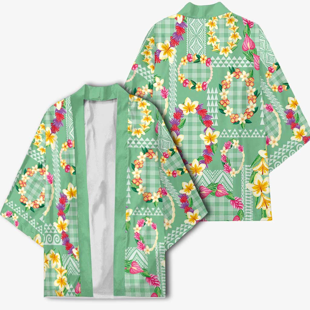 Hawaiian Leis Kimono Kakau Tattoos and Palaka Pastel Green Color LT03 - Polynesian Pride