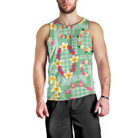 Hawaiian Leis Men Tank Top Kakau Tattoos and Palaka Pastel Green Color