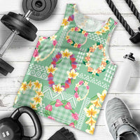 Hawaiian Leis Men Tank Top Kakau Tattoos and Palaka Pastel Green Color