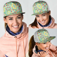 Hawaiian Leis Mesh Trucker Cap Kakau Tattoos and Palaka Pastel Green Color LT03 - Polynesian Pride