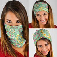 Hawaiian Leis Neck Gaiter Kakau Tattoos and Palaka Pastel Green Color LT03 - Polynesian Pride