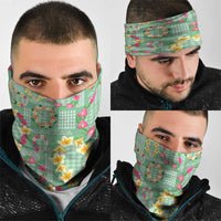 Hawaiian Leis Neck Gaiter Kakau Tattoos and Palaka Pastel Green Color LT03 - Polynesian Pride