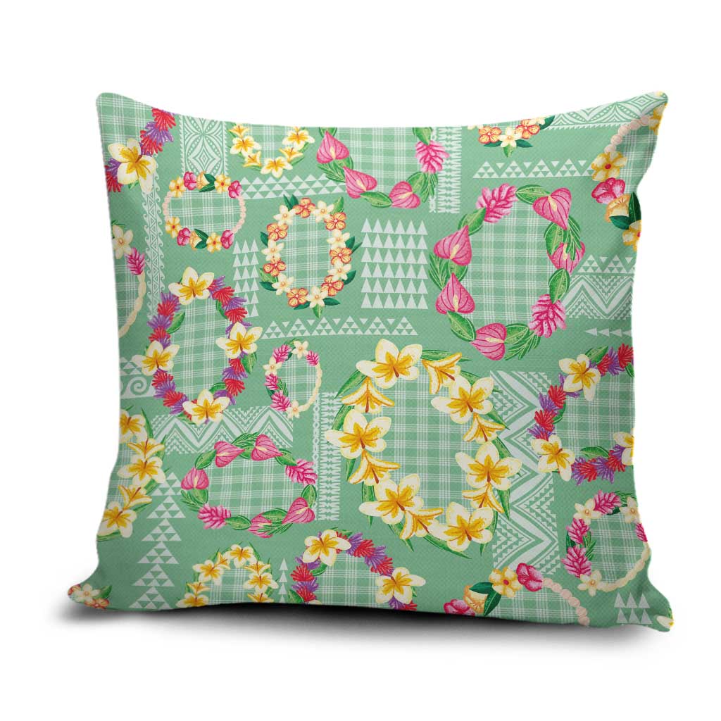Hawaiian Leis Pillow Cover Kakau Tattoos and Palaka Pastel Green Color LT03 Green - Polynesian Pride