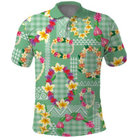 Hawaiian Leis Polo Shirt Kakau Tattoos and Palaka Pastel Green Color LT03 Green - Polynesian Pride