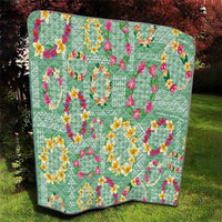 Hawaiian Leis Quilt Kakau Tattoos and Palaka Pastel Green Color LT03 - Polynesian Pride
