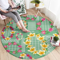 Hawaiian Leis Round Carpet Kakau Tattoos and Palaka Pastel Green Color LT03 - Polynesian Pride