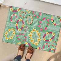 Hawaiian Leis Rubber Doormat Kakau Tattoos and Palaka Pastel Green Color LT03 - Polynesian Pride