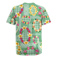 Hawaiian Leis Rugby Jersey Kakau Tattoos and Palaka Pastel Green Color LT03 - Polynesian Pride