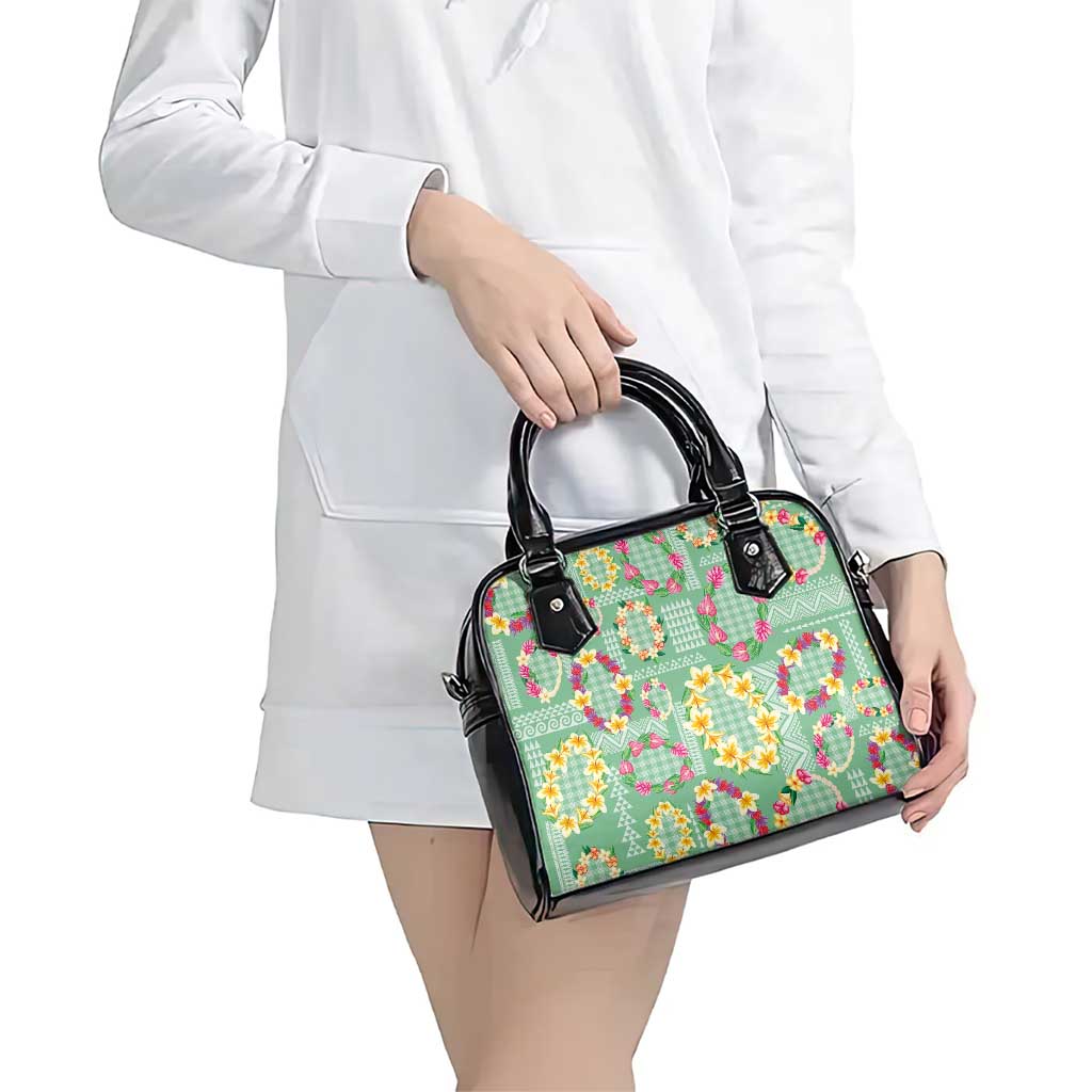 Hawaiian Leis Shoulder Handbag Kakau Tattoos and Palaka Pastel Green Color LT03 - Polynesian Pride
