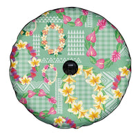 Hawaiian Leis Spare Tire Cover Kakau Tattoos and Palaka Pastel Green Color LT03 - Polynesian Pride