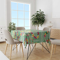 Hawaiian Leis Tablecloth Kakau Tattoos and Palaka Pastel Green Color LT03 - Polynesian Pride