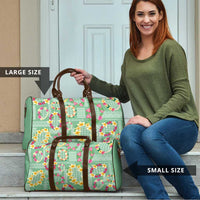Hawaiian Leis Travel Bag Kakau Tattoos and Palaka Pastel Green Color LT03 - Polynesian Pride