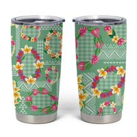 Hawaiian Leis Tumbler Cup Kakau Tattoos and Palaka Pastel Green Color