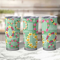 Hawaiian Leis Tumbler Cup Kakau Tattoos and Palaka Pastel Green Color