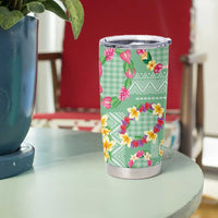 Hawaiian Leis Tumbler Cup Kakau Tattoos and Palaka Pastel Green Color