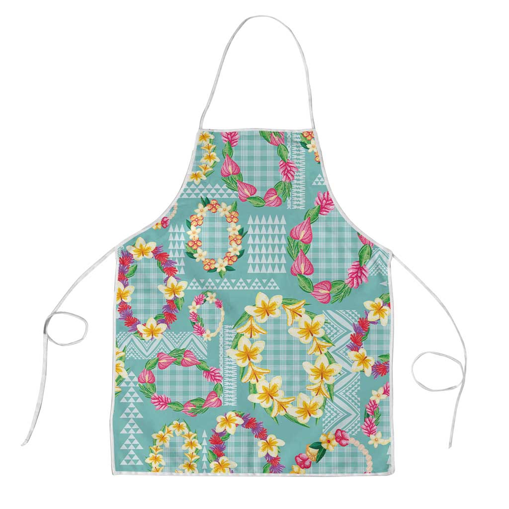 Hawaiian Leis Apron Kakau Tattoos and Palaka Pastel Teal Color LT03 Teal - Polynesian Pride