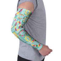 Hawaiian Leis Arm Sleeves Kakau Tattoos and Palaka Pastel Teal Color LT03 - Polynesian Pride