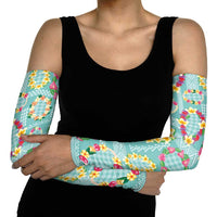 Hawaiian Leis Arm Sleeves Kakau Tattoos and Palaka Pastel Teal Color LT03 - Polynesian Pride