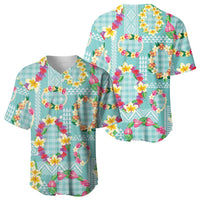 Hawaiian Leis Baseball Jersey Kakau Tattoos and Palaka Pastel Teal Color LT03 - Polynesian Pride