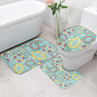 Hawaiian Leis Bathroom Set Kakau Tattoos and Palaka Pastel Teal Color LT03 - Polynesian Pride