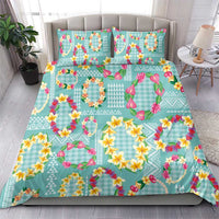 Hawaiian Leis Bedding Set Kakau Tattoos and Palaka Pastel Teal Color LT03 - Polynesian Pride
