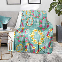 Hawaiian Leis Blanket Kakau Tattoos and Palaka Pastel Teal Color LT03 - Polynesian Pride