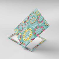 Hawaiian Leis Canvas Wall Art Kakau Tattoos and Palaka Pastel Teal Color LT03 With Frame Teal - Polynesian Pride